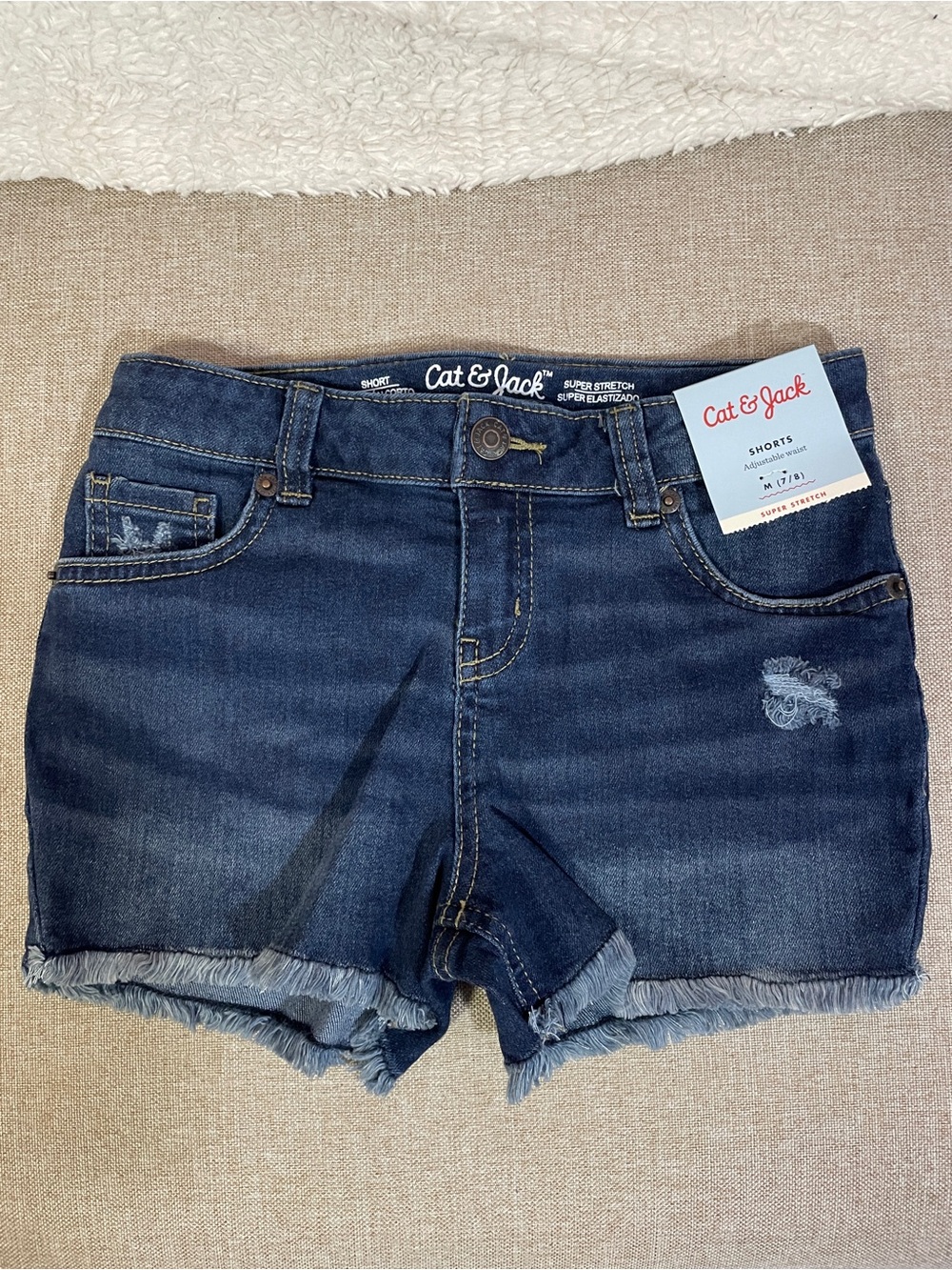 Cat & Jack Dark Blue Frayed Hem Denim Shorts